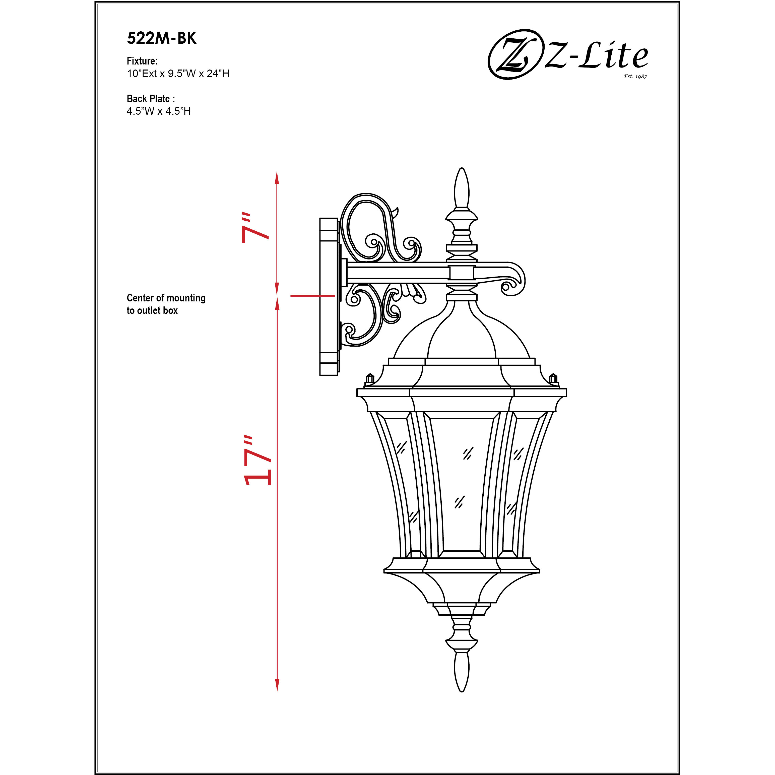 Wakefield 1 Light 24 inch Black Outdoor Wall Light