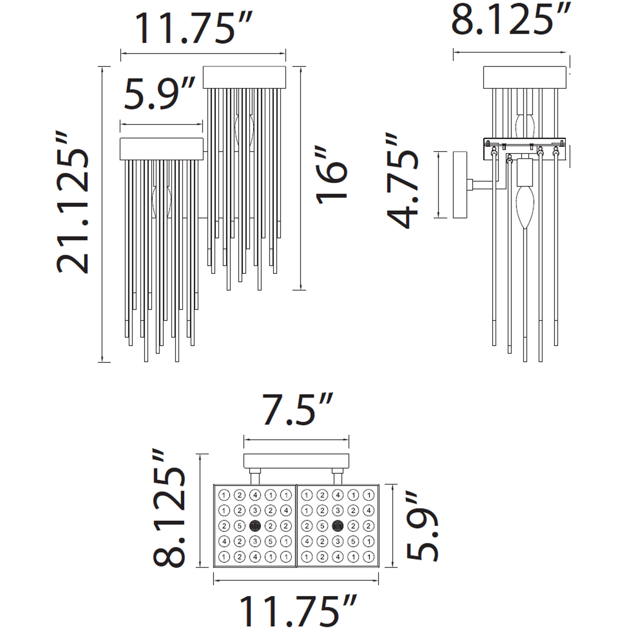 Waterfall 2 Light 11.75 inch Polished Nickel Wall Sconce Wall Light