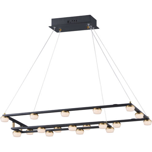 Button LED 15.75 inch Black and Gold Suspension Pendant Ceiling Light