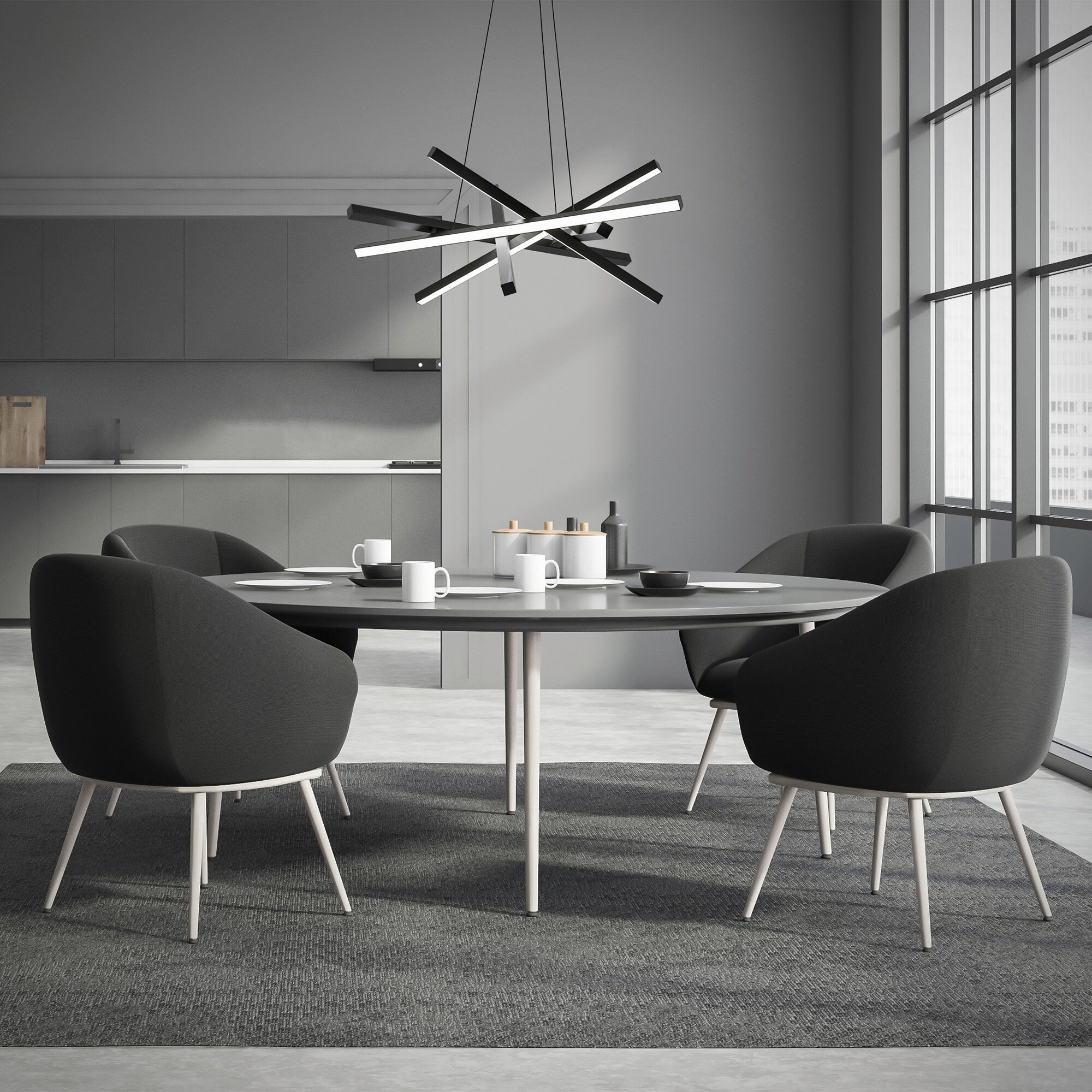 Parallax LED 30 inch Black Pendant Ceiling Light, dweLED