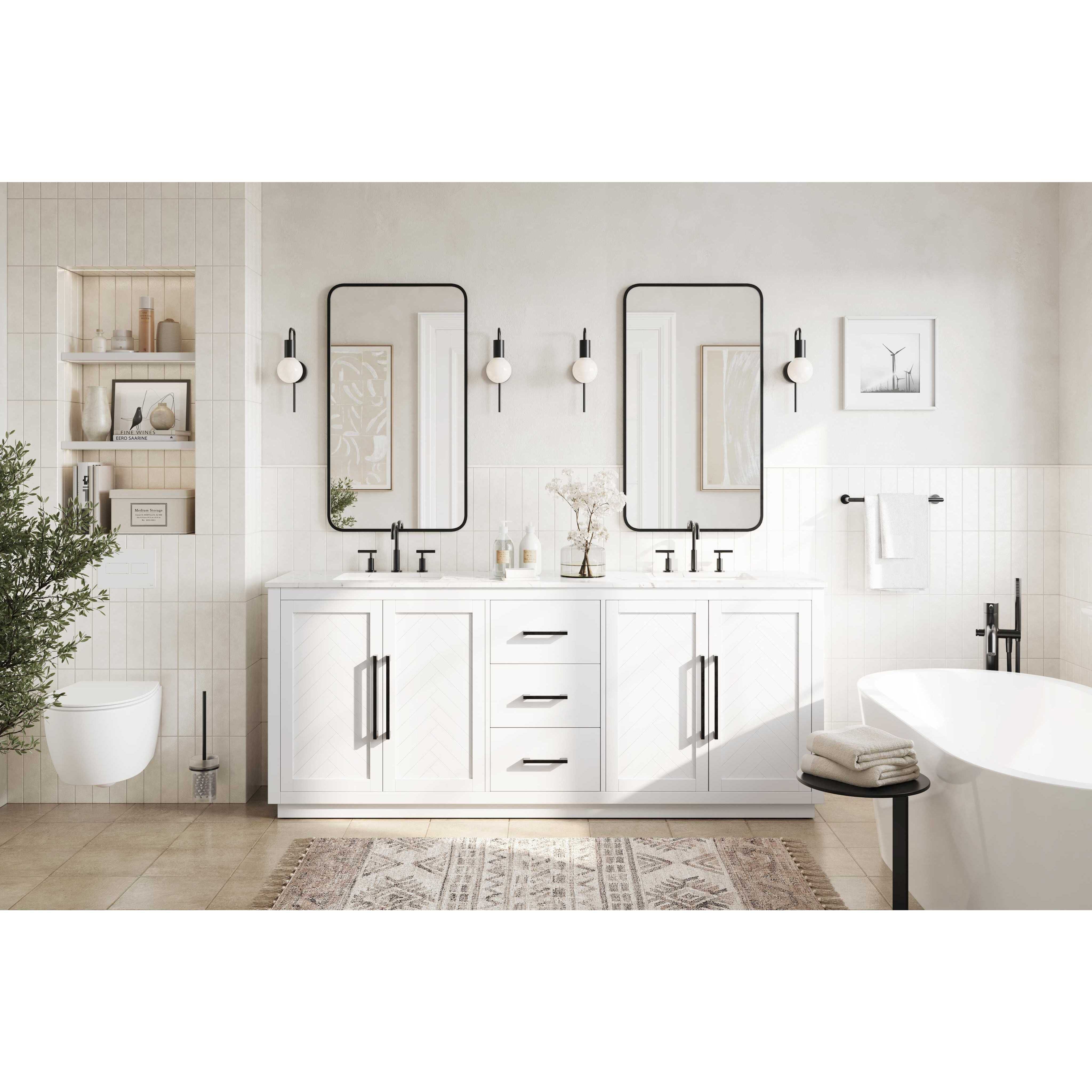 Chase 84 X 34 inch White Bathroom Vanity Cabinet