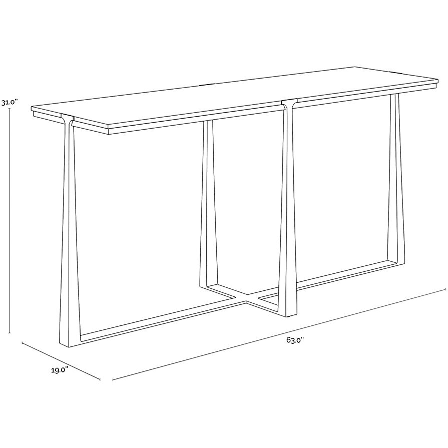 Cowell 64 X 20 inch White / Antique Brass Console Table
