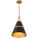 Springfield 1 Light 12 inch Legacy Brass and Dark Matte Black Pendant Ceiling Light