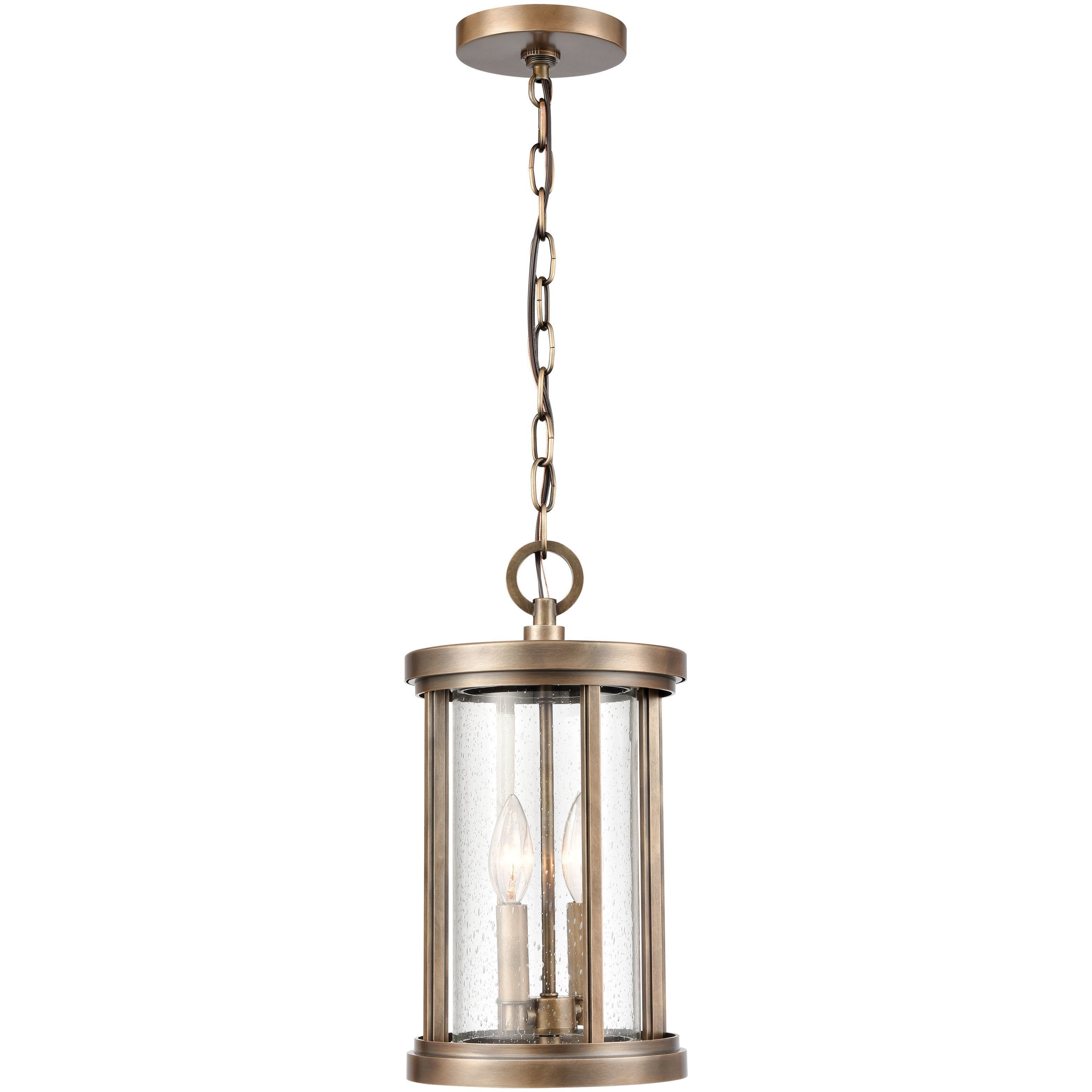 Brison 2 Light 8 inch Vintage Brass Outdoor Pendant