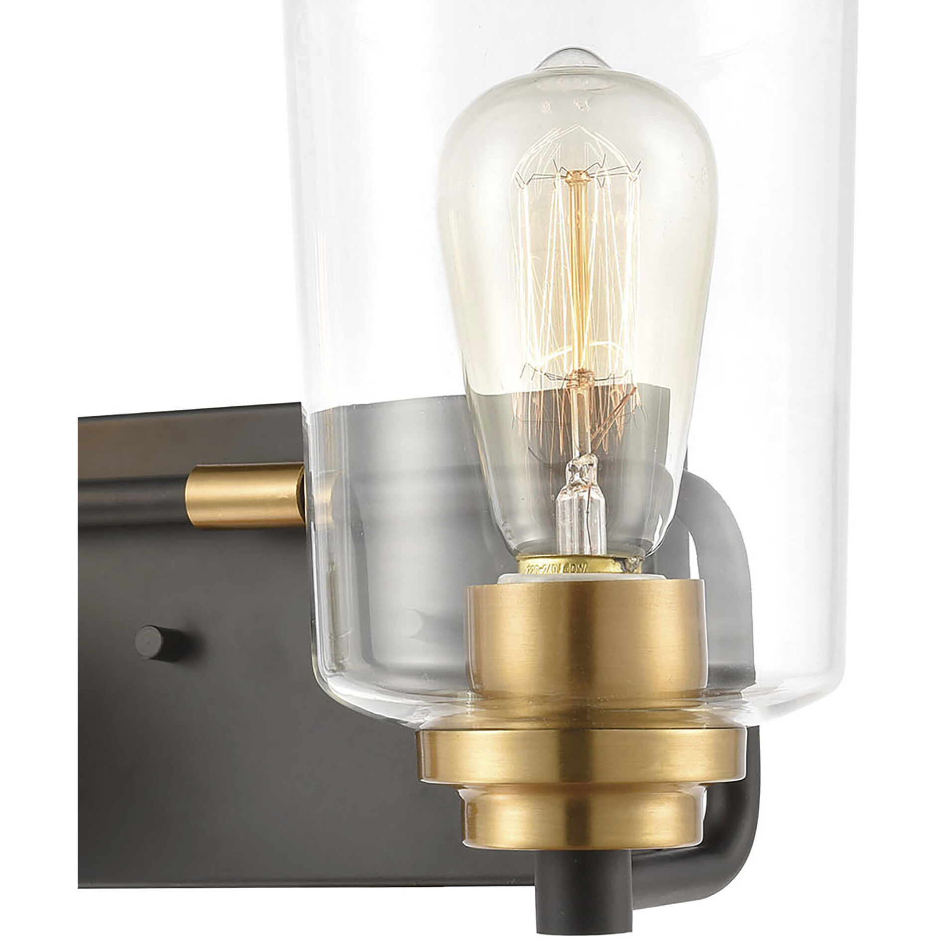 Robins Vanity Light Wall Light in Matte Black with Brushed Brass