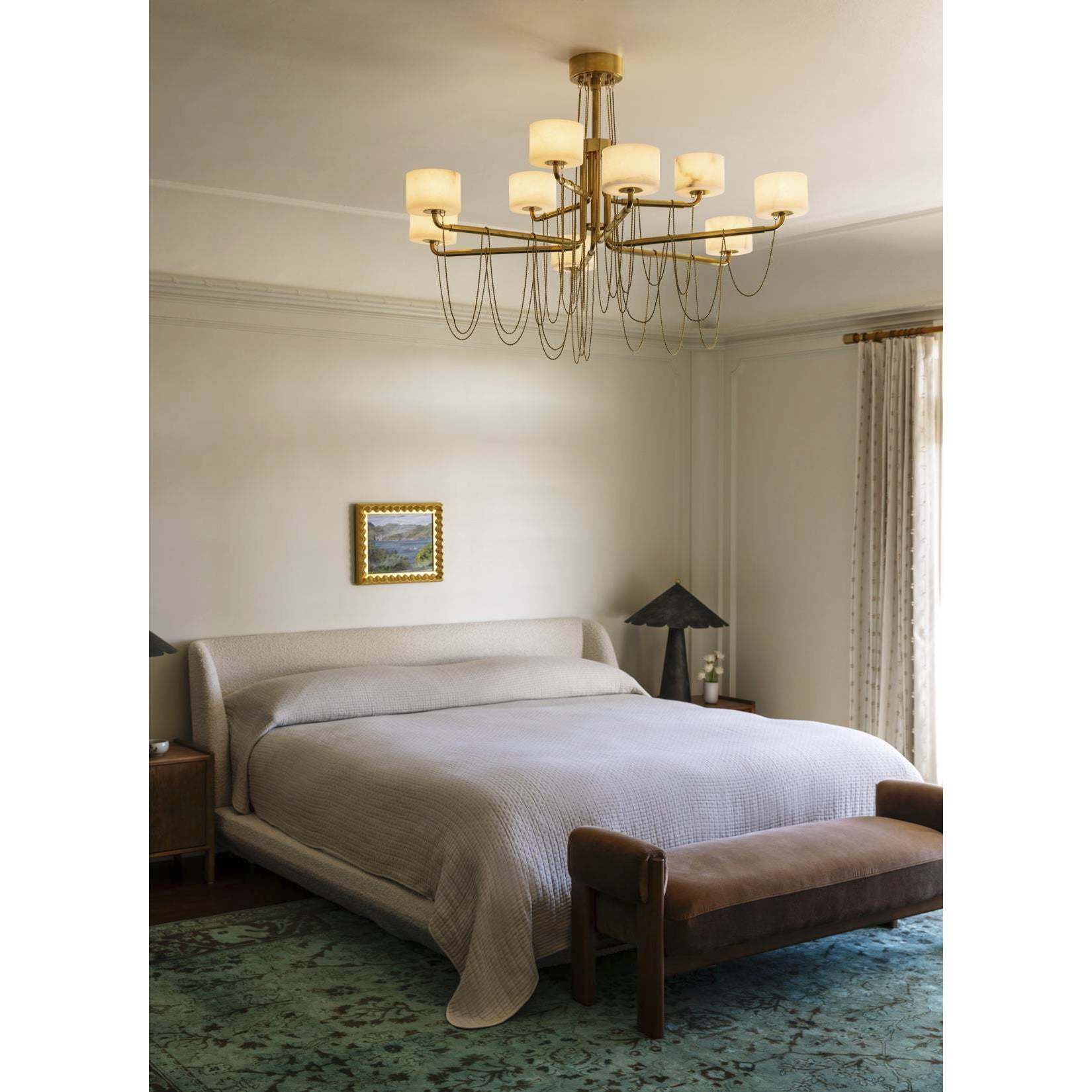 Bunda 9 Light 47 inch Vintage Brass Chandelier Ceiling Light