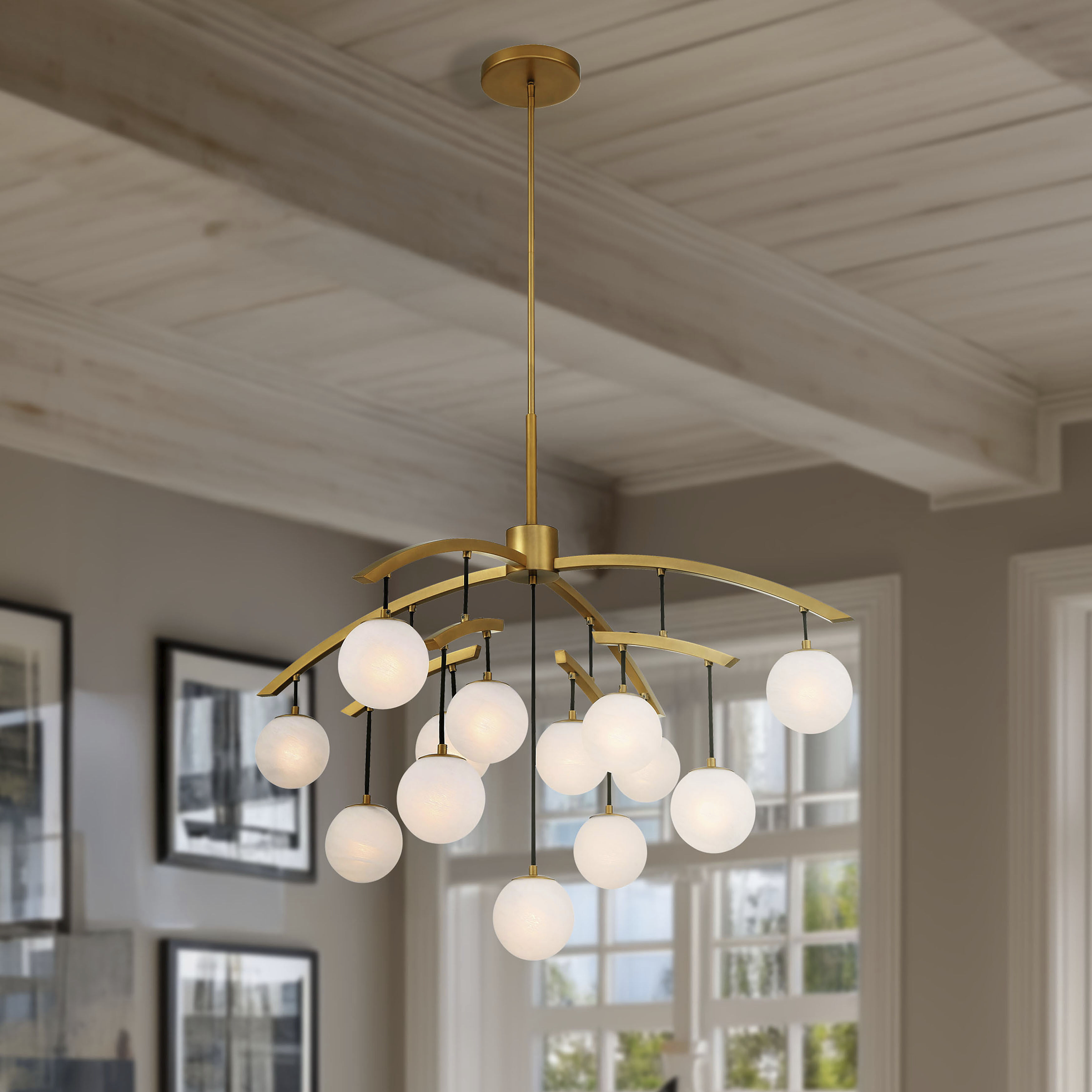Curven 13 Light 42 inch Legacy Brass Chandelier Ceiling Light