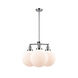 Franklin Restoration X-Large Beacon LED 24 inch Polished Chrome Chandelier Ceiling Light in Matte White Glass, Franklin Restoration