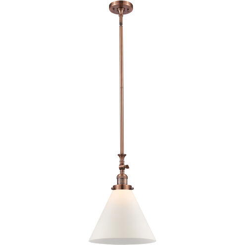 Franklin Restoration Cone LED 12 inch Antique Copper Mini Pendant Ceiling Light in Matte White, Franklin Restoration