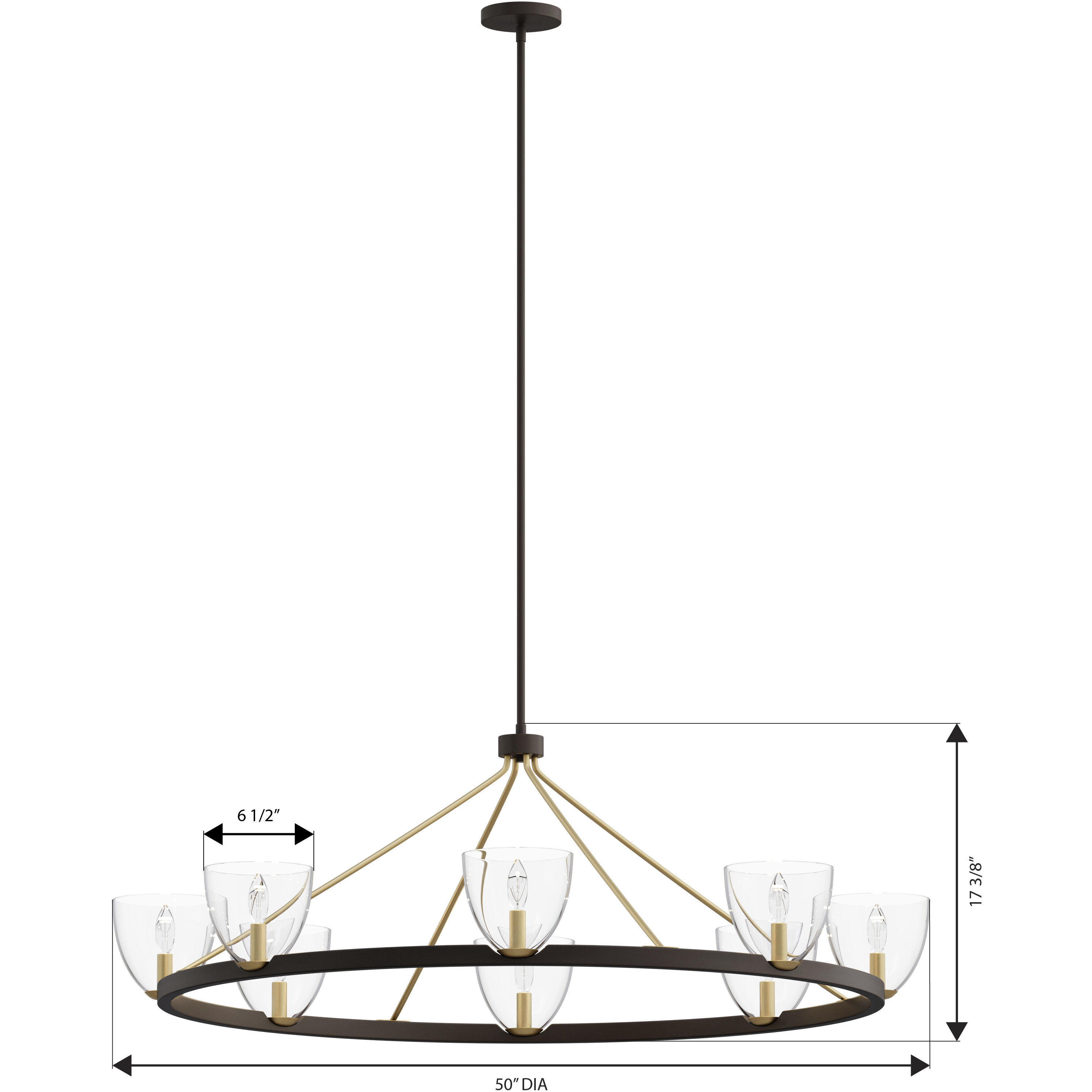 Noellea 8 Light 50 inch Dark Bronze and Legacy Brass Chandelier Ceiling Light