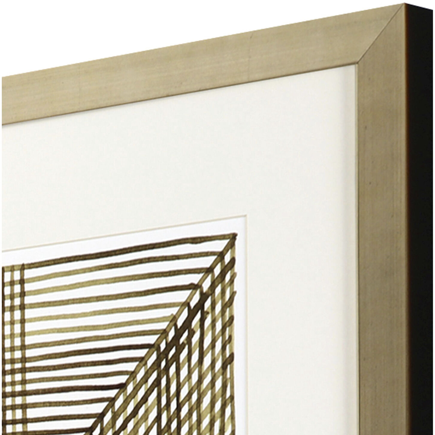 Welded Mesh Brown and Metallic and Neutral and White Framed Art