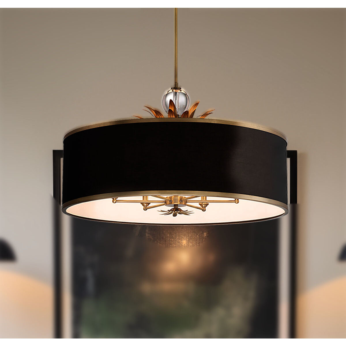 Caprio 6 Light 32.63 inch Natural Brushed Brass Pendant Ceiling Light