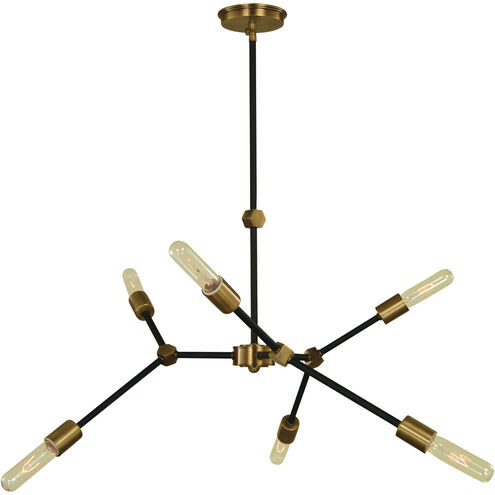 Kinetic 6 Light 30 inch Antique Brass and Matte Black Dining Chandelier Ceiling Light