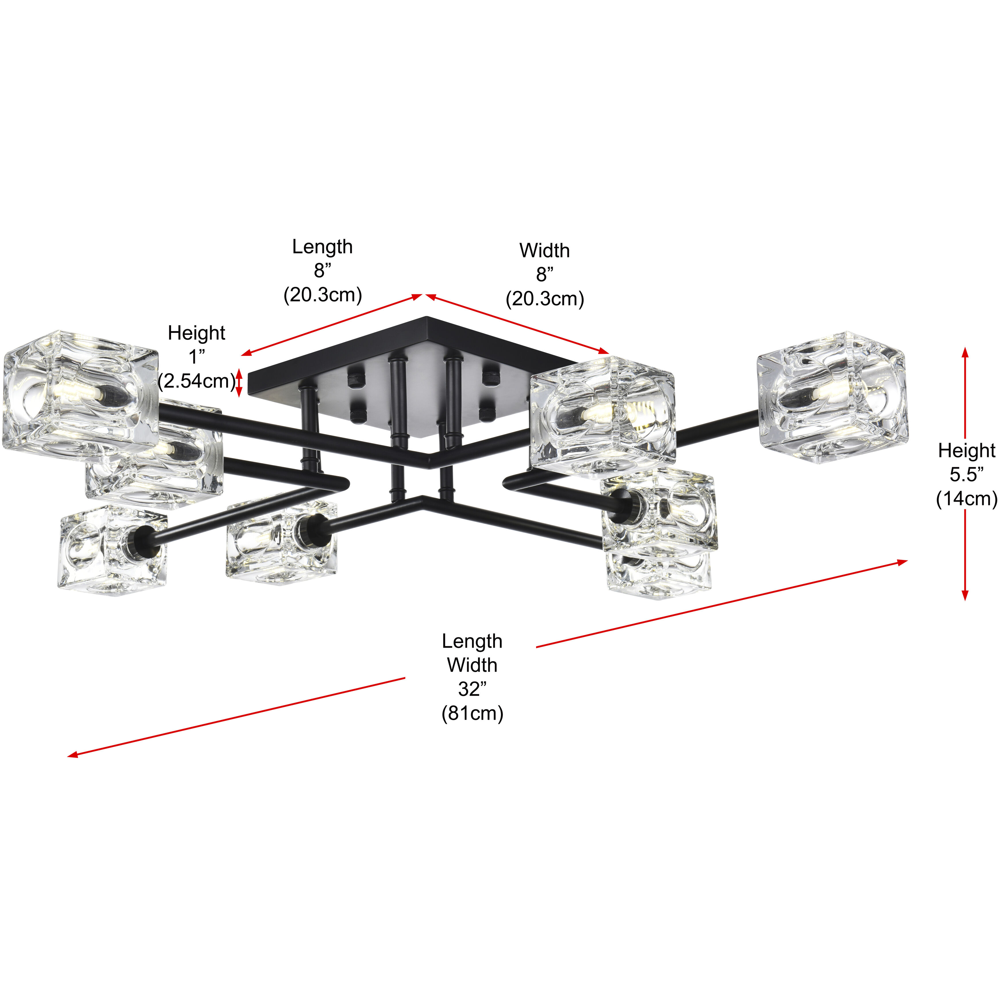 Lyra 8 Light 32 inch Black Flush Mount Ceiling Light