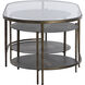 Northampton 42.5 X 23.5 inch Forged Champagne and Mercury Silver Metal with Tempered Glass Coffee Table
