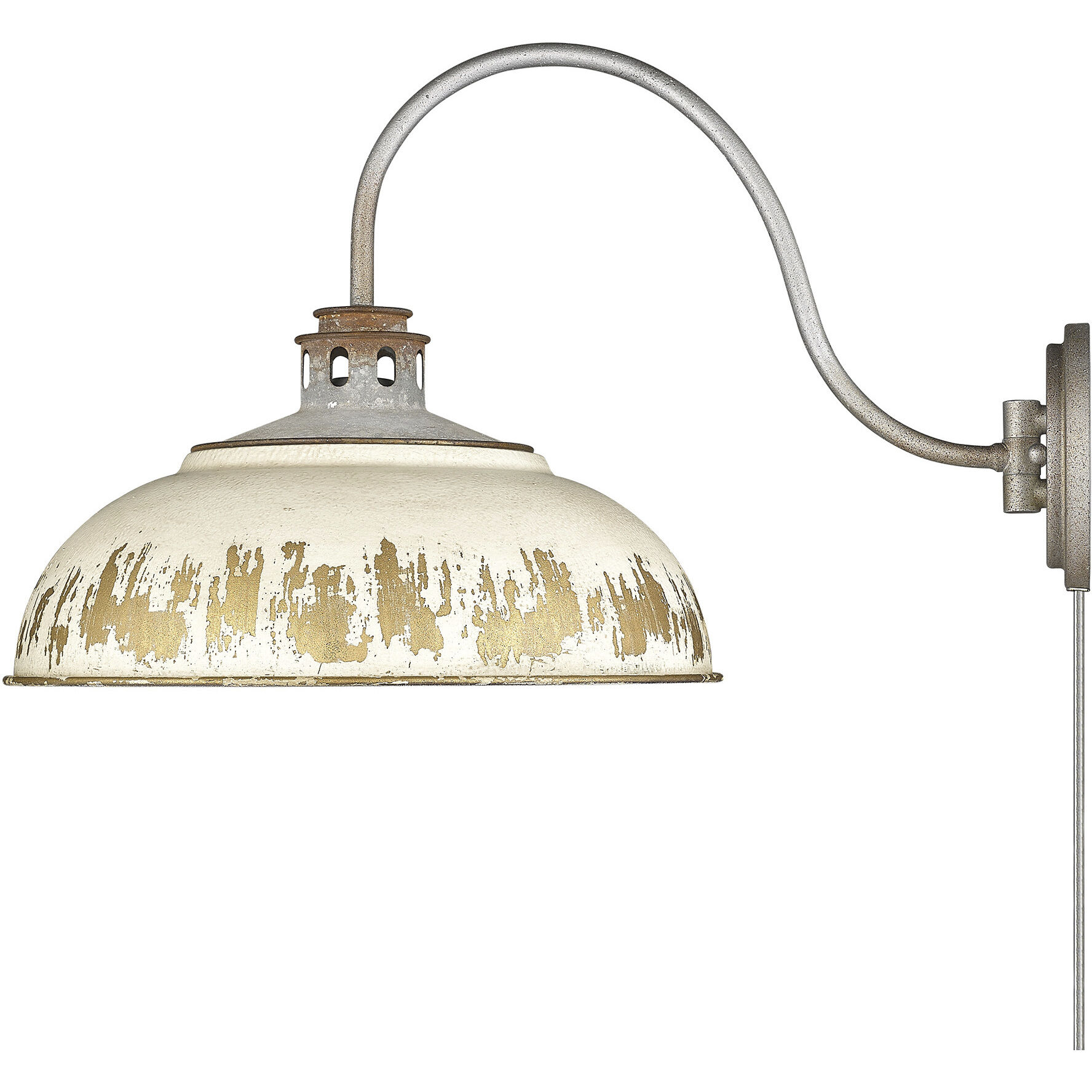 Kinsley 1 Light 14 inch Aged Galvanized Steel Swing Arm Wall Lamp Wall Light in Antique Ivory