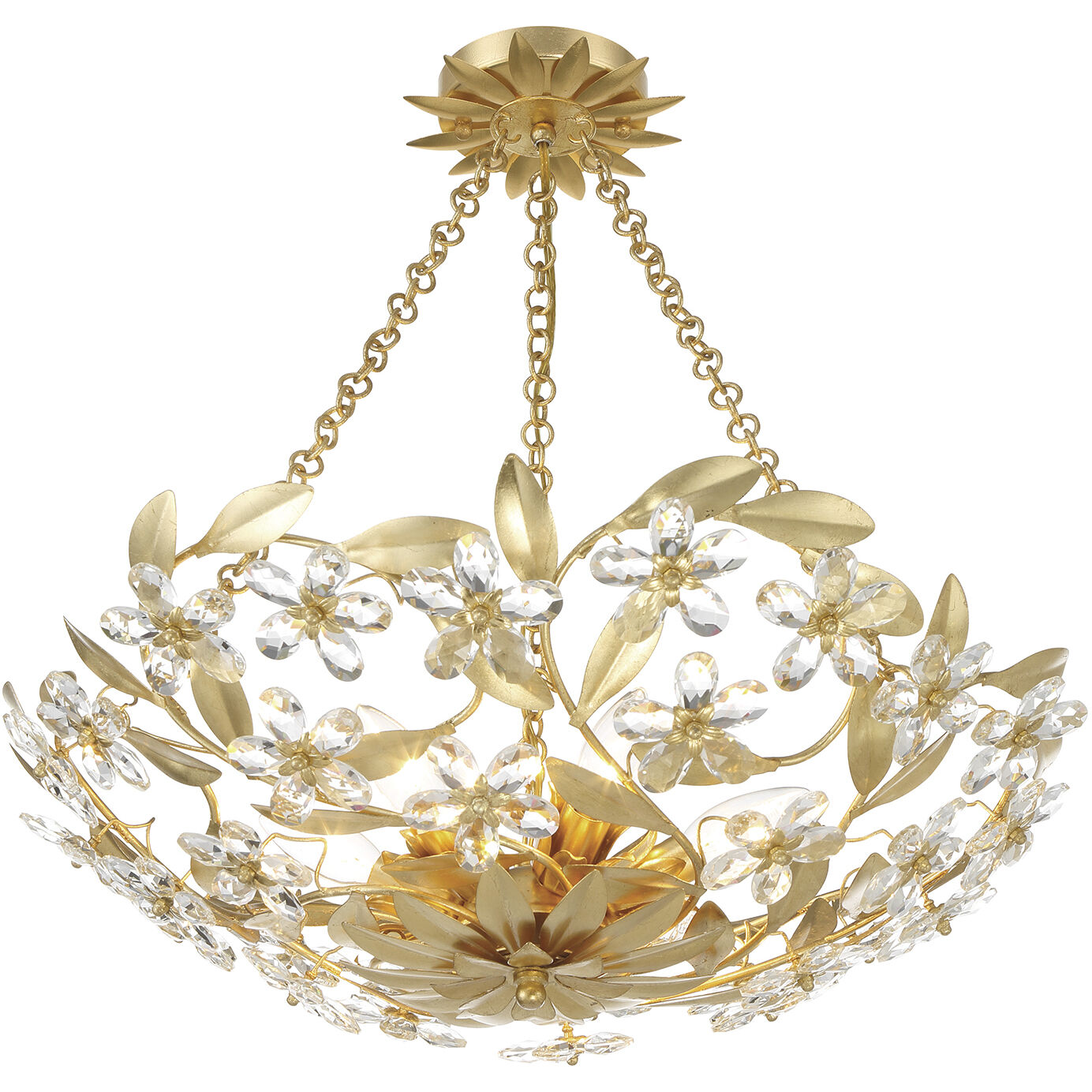 Marselle 6 Light 24 inch Antique Gold Semi Flush Ceiling Light