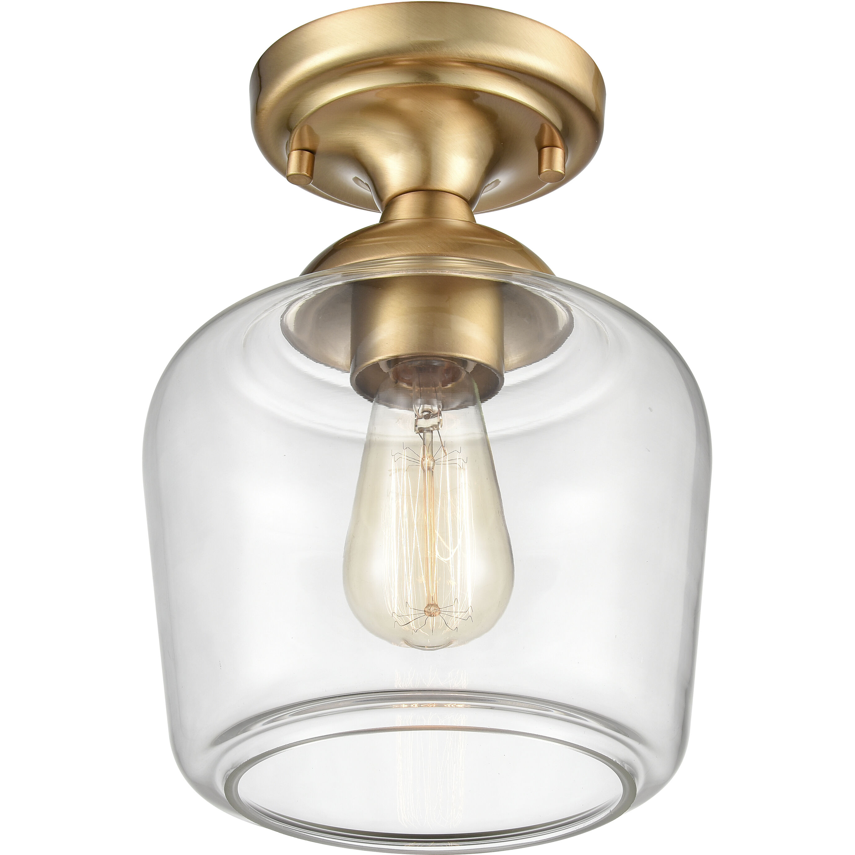 Agnes 1 Light 8 inch Satin Brass Semi Flush Mount Ceiling Light