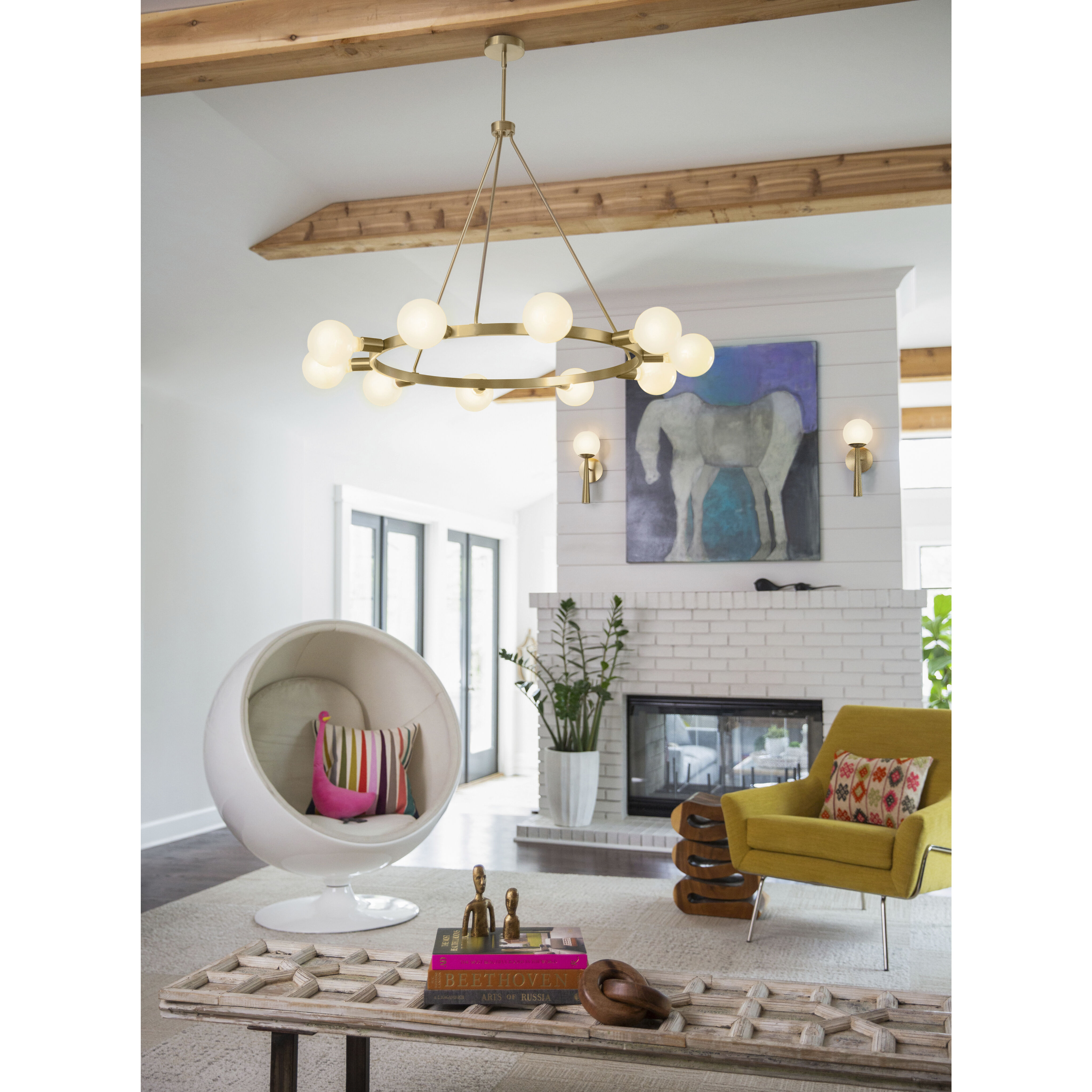 Orla LED 36 inch Lacquered Brass Chandelier Ceiling Light