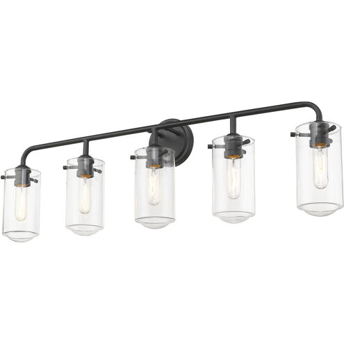 Delaney 5 Light 38 inch Matte Black Vanity Wall Light