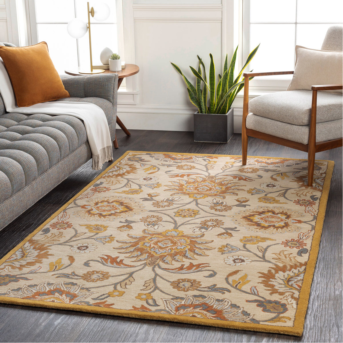 Caesar 144 X 108 inch Khaki/Mustard/Charcoal/Burnt Orange/Light Gray Rugs, Rectangle
