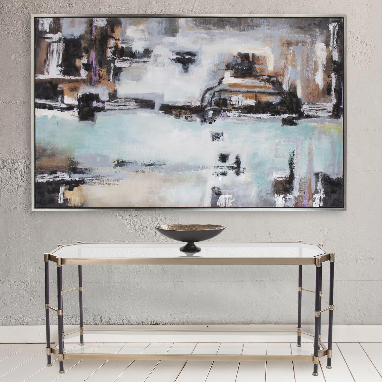 Graham 64.25 inch Black/Gold Console Table