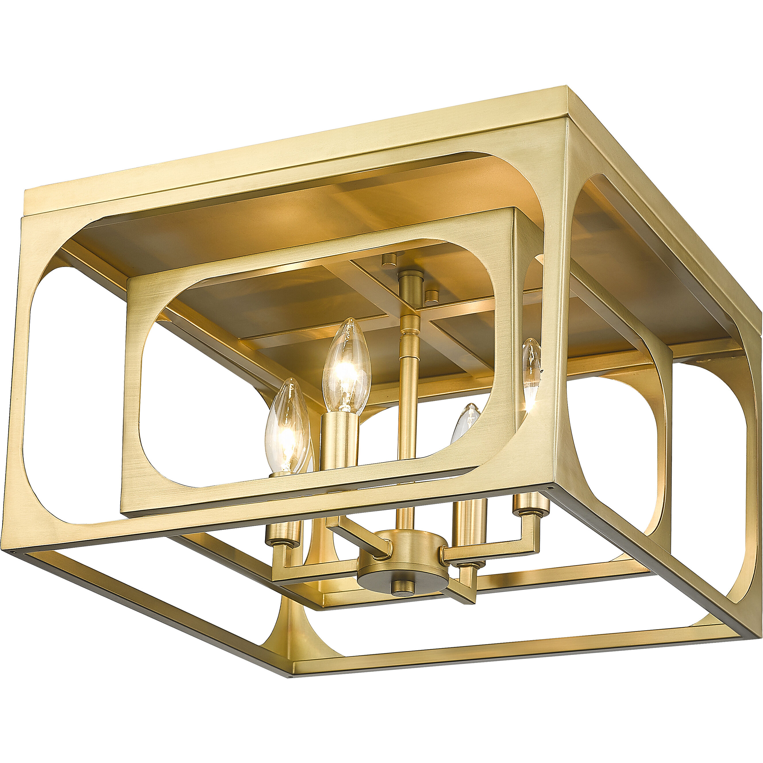 Easton 4 Light 15 inch Rubbed Brass Flush Mount Ceiling Light