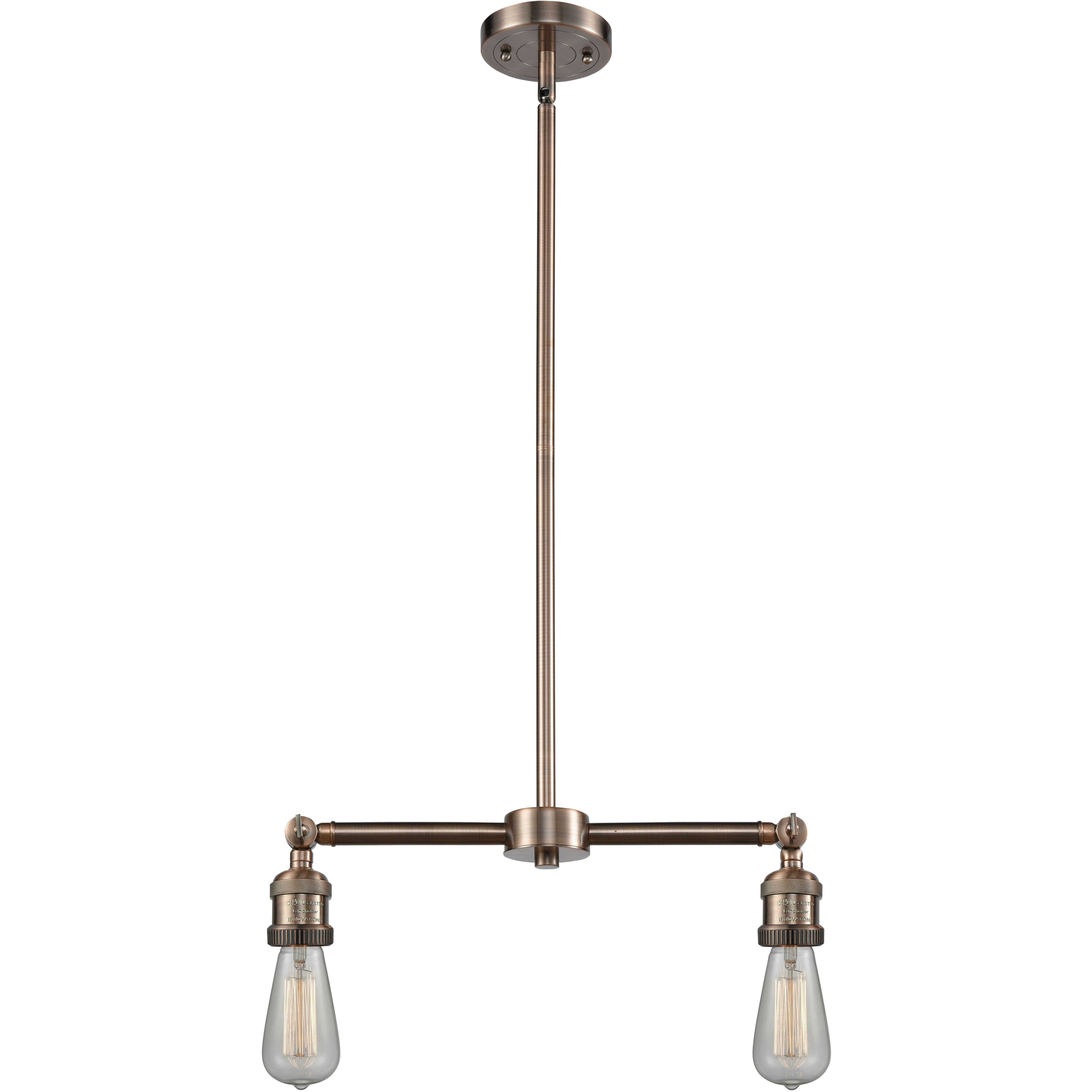 Franklin Restoration Bare Bulb 2 Light 128 inch Antique Copper Island Light Ceiling Light, Franklin Restoration