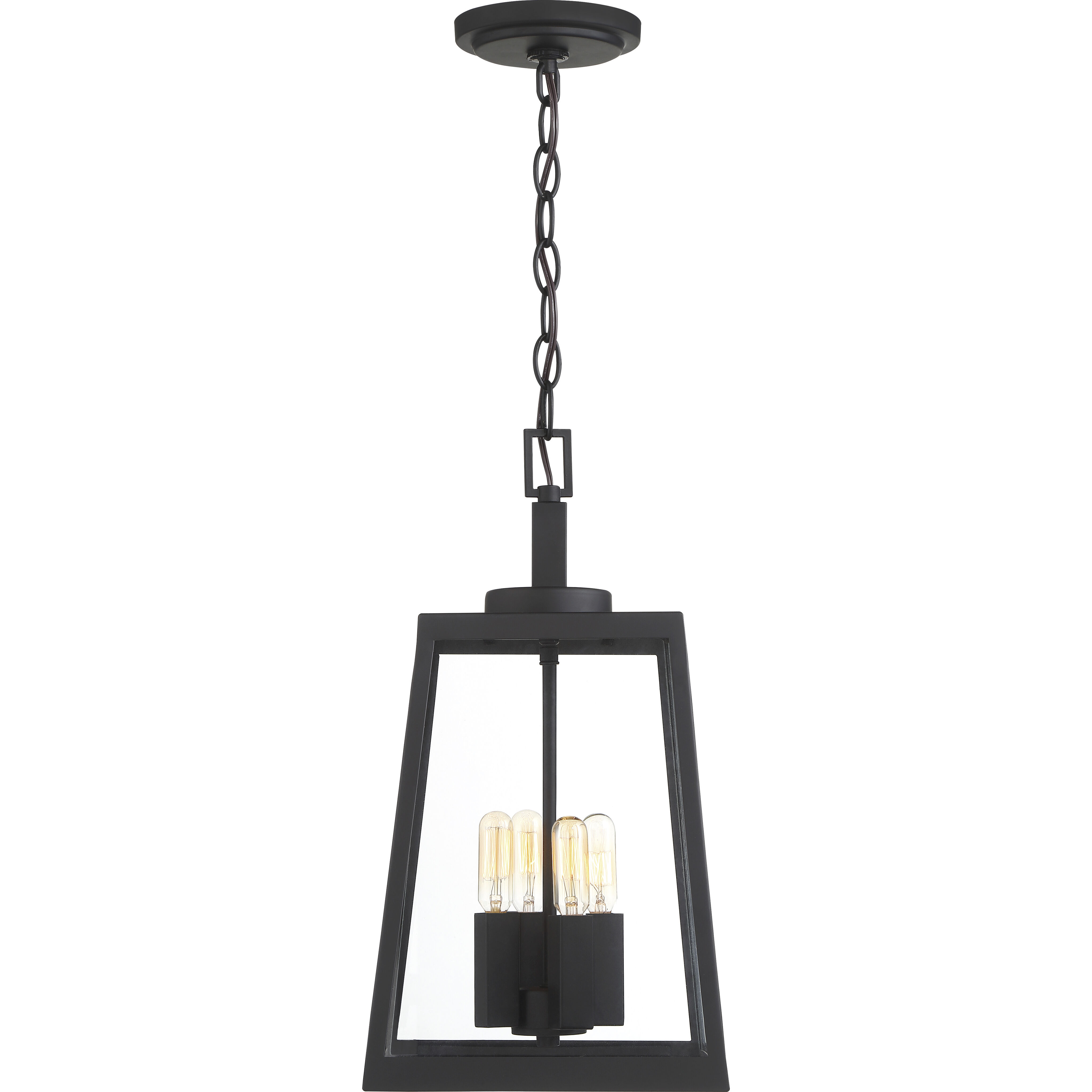 Halifax 4 Light 10 inch Matte Black and Glass Outdoor Hanging Lantern