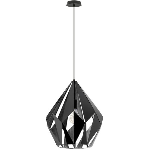 Carlton 1 Light 15.12 inch Matte Black and Silver Pendant Ceiling Light
