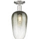Downtown Urban Brookhaven Flute 1 Light 7 inch Brushed Satin Nickel Semi-Flush Mount Ceiling Light in Slate Glass