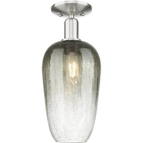Downtown Urban Brookhaven Flute 1 Light 7 inch Brushed Satin Nickel Semi-Flush Mount Ceiling Light in Slate Glass