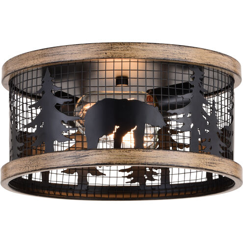 Kodiak LED 12 inch Black and Burnished Teak Flush Mount Ceiling Light