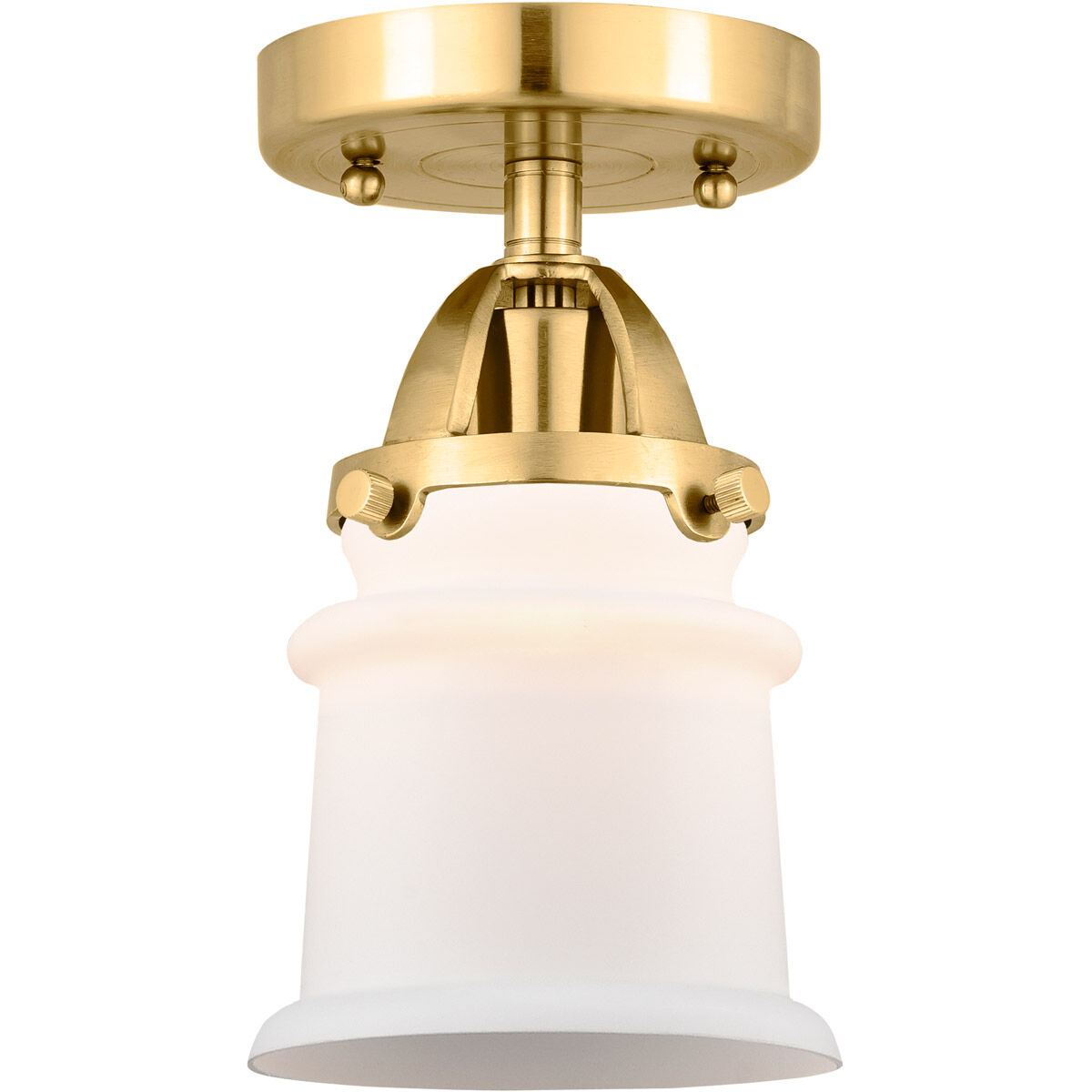 Nouveau 2 Small Canton LED 5.25 inch Satin Gold Semi-Flush Mount Ceiling Light in Matte White Glass