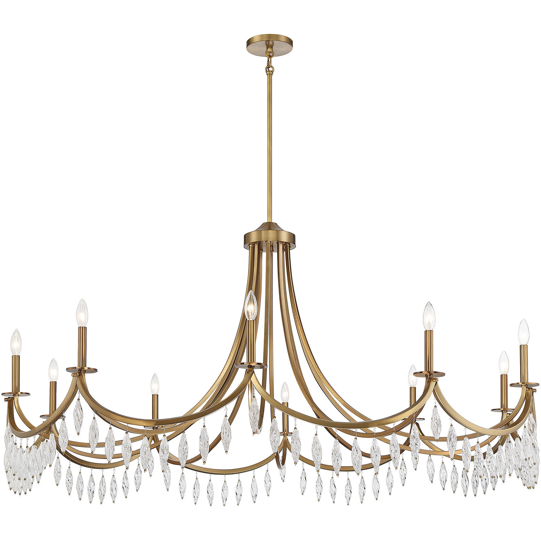 Kameron 10 Light 60 inch Warm Brass Chandelier Ceiling Light