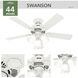 Swanson 44 inch Fresh White with Fresh White/Natural Wood Blades Ceiling Fan