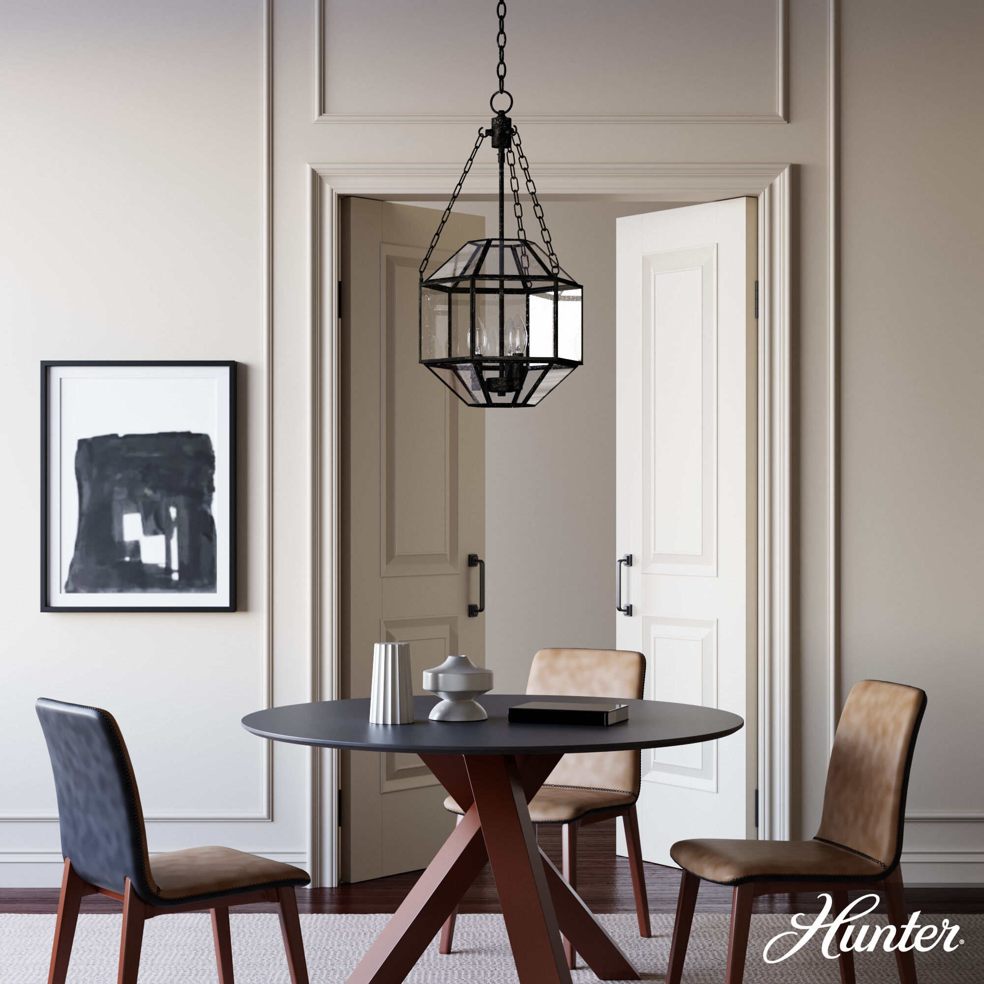 Indria 3 Light 13.25 inch Rustic Iron Pendant Ceiling Light