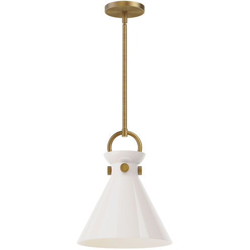 Alora Mood Emerson 1 Light 10.5 inch Aged Gold Pendant Ceiling Light in Glossy Opal