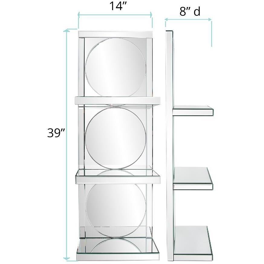 Triplex 14 inch Clear Mirrored Wall Shelf