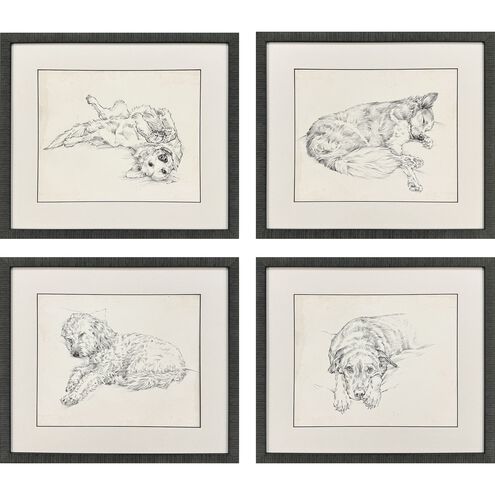 Antique Dog Sketch Beige and Neutral Framed Art