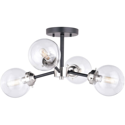 Orbit 4 Light 20 inch Satin Nickel and Oil Rubbed Bronze Semi-Flush Mount Ceiling Light