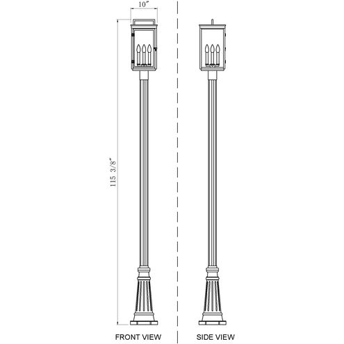 Hartwell 4 Light 116.75 inch Sand Black Outdoor Post Mounted Fixture