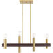 Helsinki 4 Light 8 inch Satin Brass with Bronze Accents Chandelier Ceiling Light