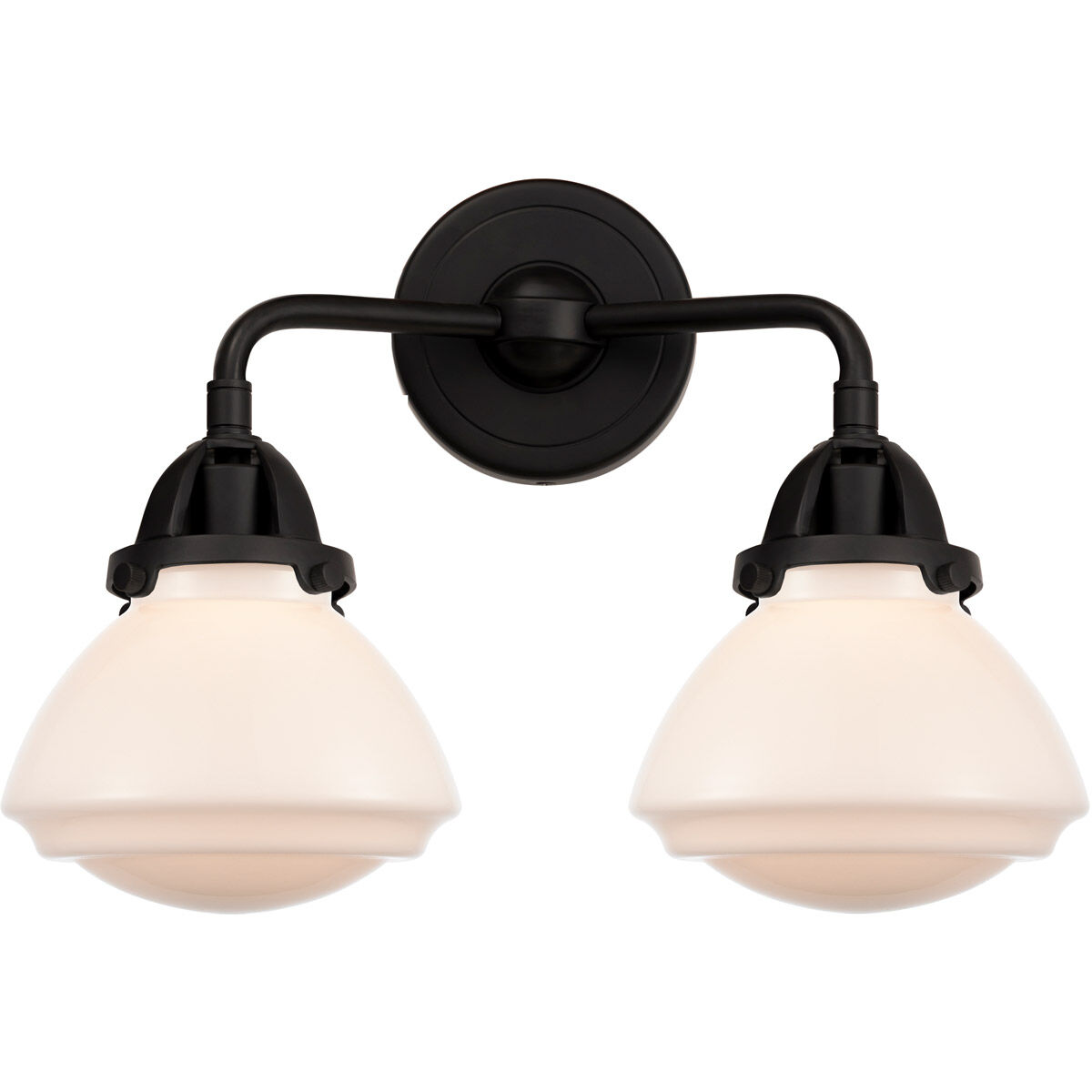 Nouveau 2 Olean LED 15 inch Matte Black Bath Vanity Light Wall Light in Matte White Glass