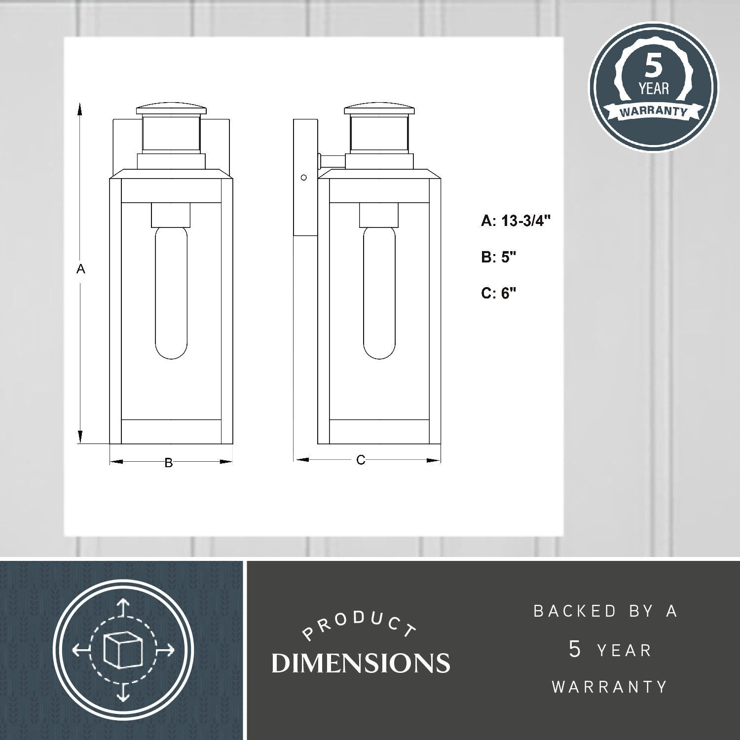 Kinzie Textured Black Outdoor Motion Sensor