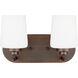 Windom 2 Light 12 inch Bronze Wall Bath Fixture Wall Light in Burnt Sienna