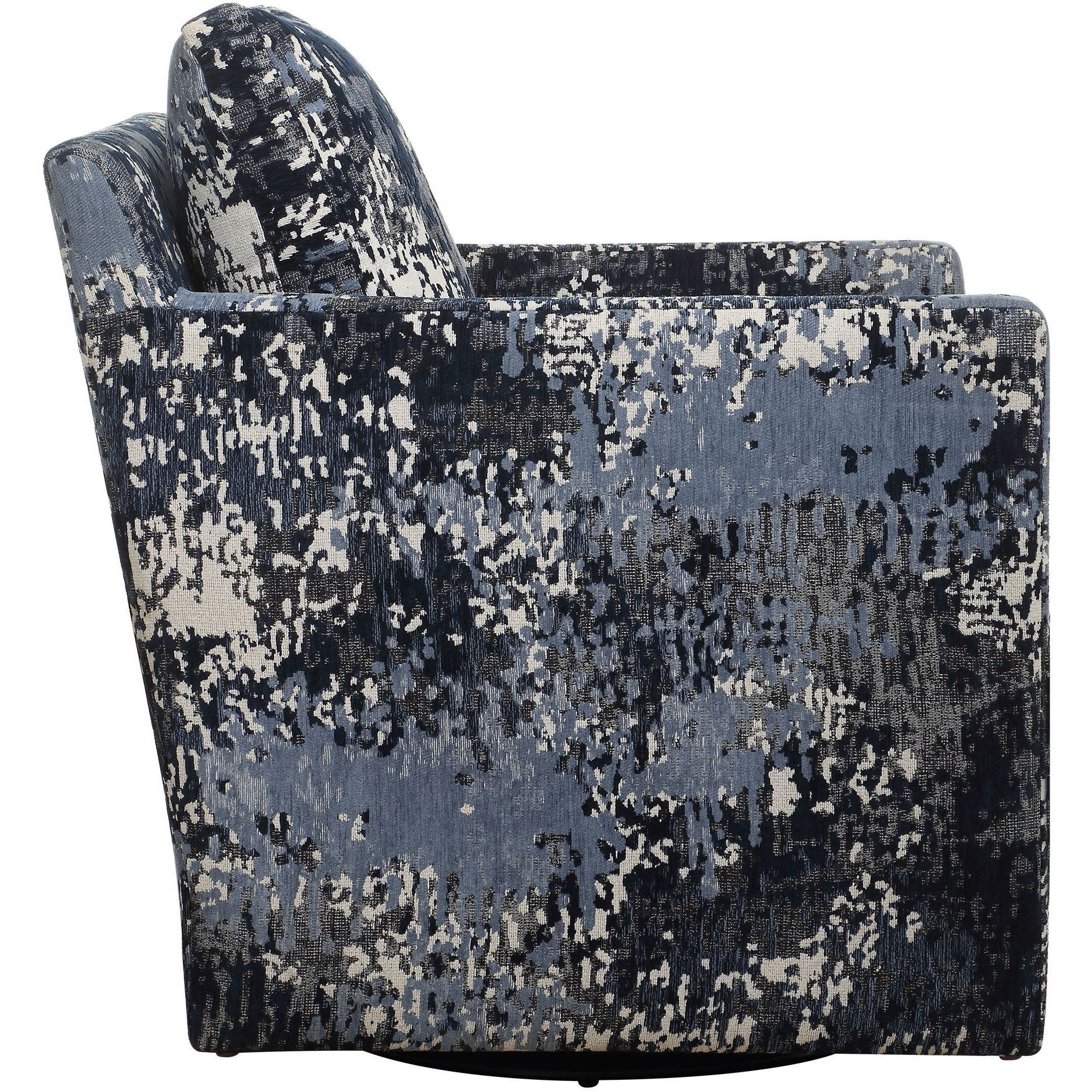 Tisdell White and Gray and Indigo Swivel/Glider Chair