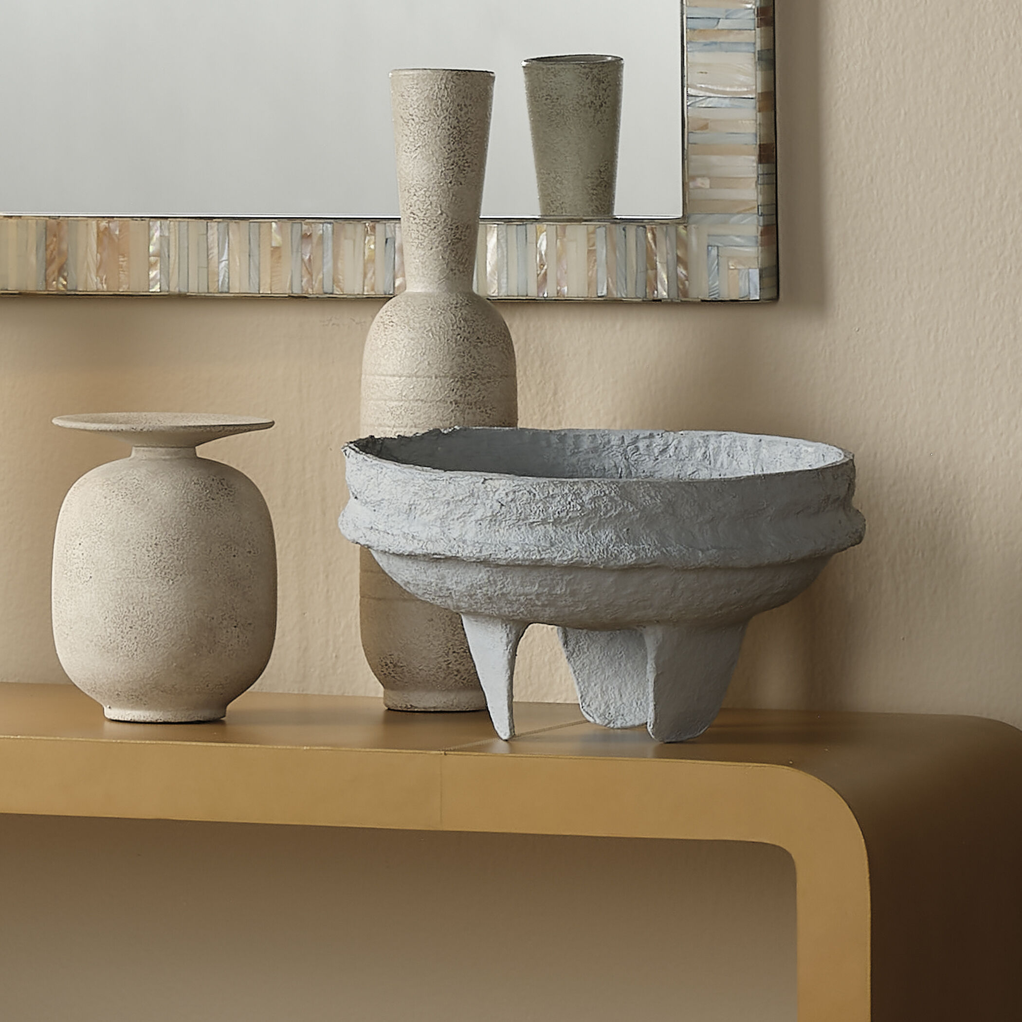 Highland 7.75 X 5.75 inch Decorative Vase in Off White Ceramic