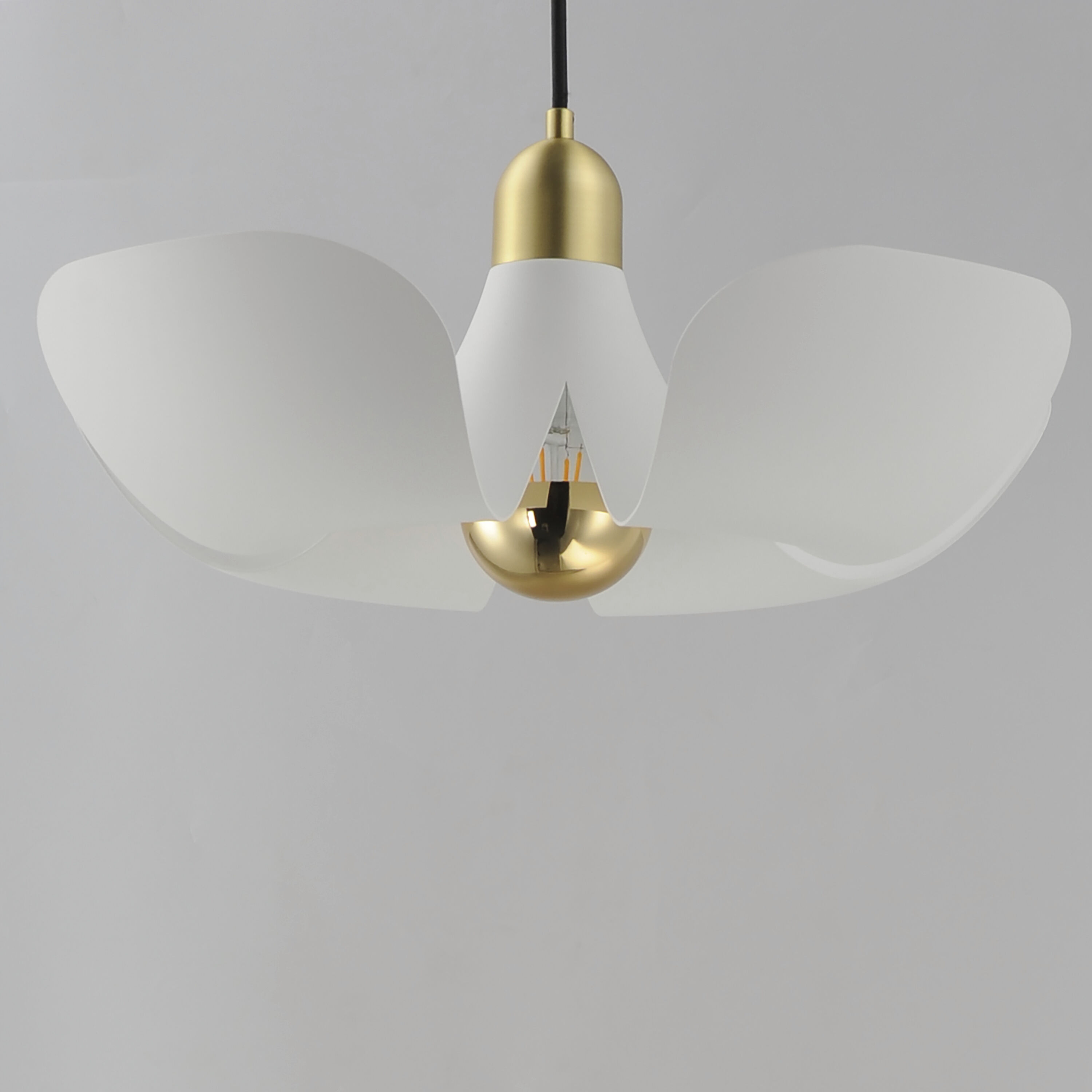 Poppy LED 17.75 inch White with Satin Brass Single Pendant Ceiling Light in White and Satin Brass