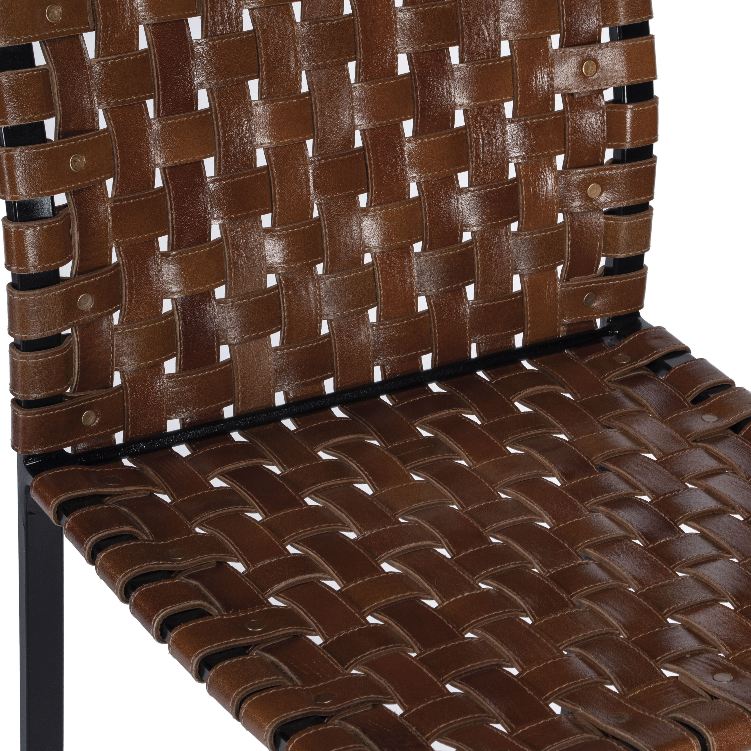 Urban Brown Woven Leather Bar Stool
